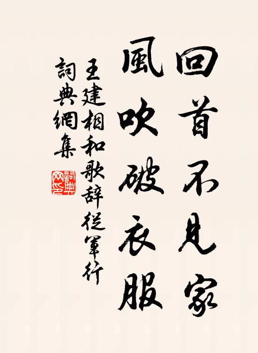 王建回首不见家，风吹破衣服书法作品欣赏