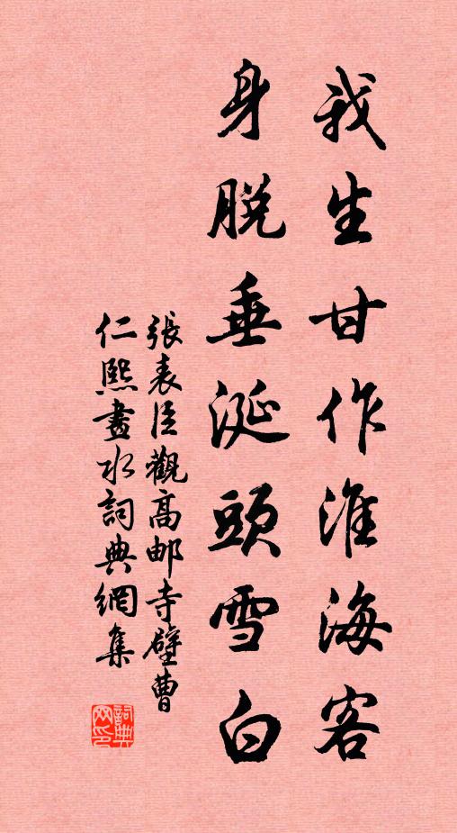 张表臣我生甘作淮海客，身脱垂涎头雪白书法作品欣赏