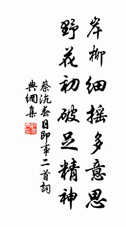 蔡沆岸柳细摇多意思，野花初破足精神书法作品欣赏