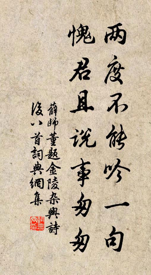 薛师董两度不能吟一句，愧君且说事匆匆书法作品欣赏
