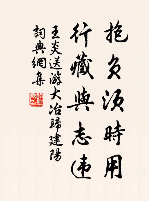 王炎抱负须时用，行藏与志违书法作品欣赏