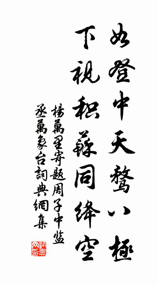 杨万里如登中天骛八极，下视积苏同绛空书法作品欣赏