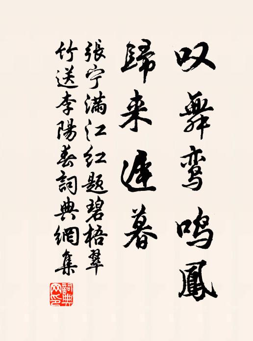 张宁叹舞鸾鸣凤，归来迟暮书法作品欣赏