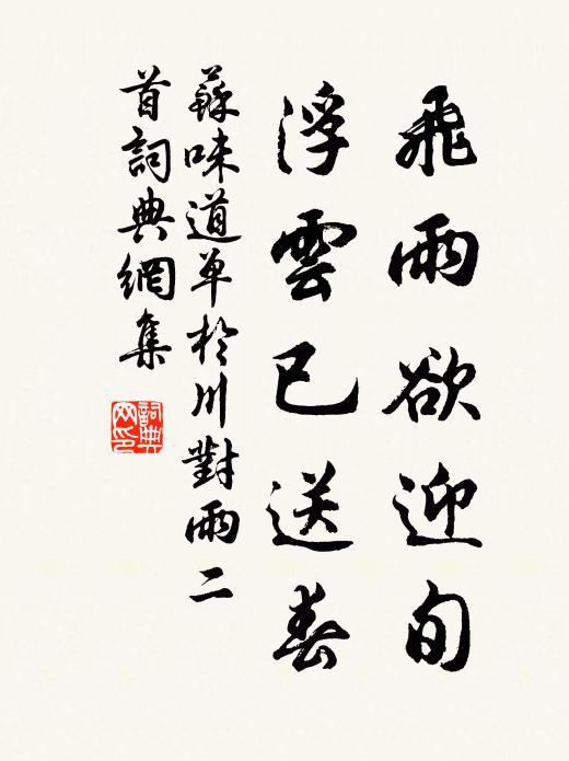 苏味道飞雨欲迎旬，浮云已送春书法作品欣赏