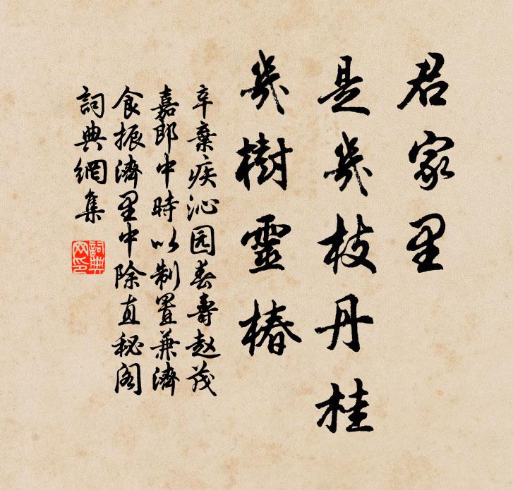 辛弃疾君家里，是几枝丹桂，几树灵椿书法作品欣赏