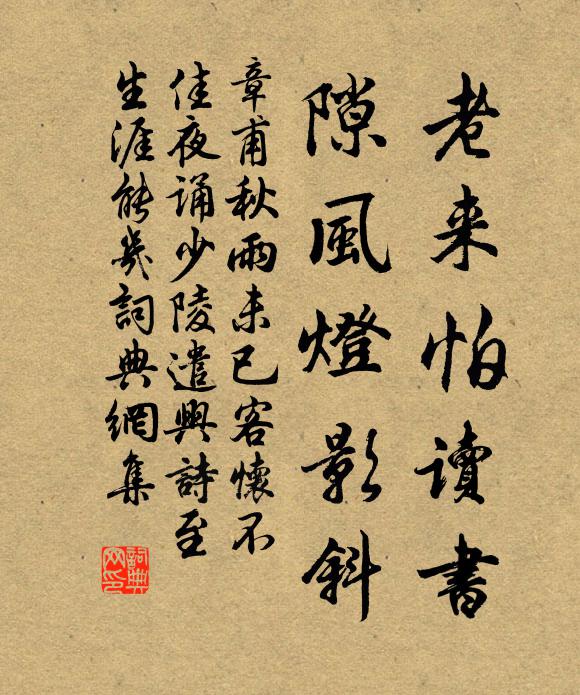 章甫老来怕读书，隙风灯影斜书法作品欣赏