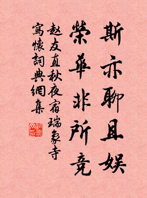 赵友直斯亦聊且娱，荣华非所竞书法作品欣赏