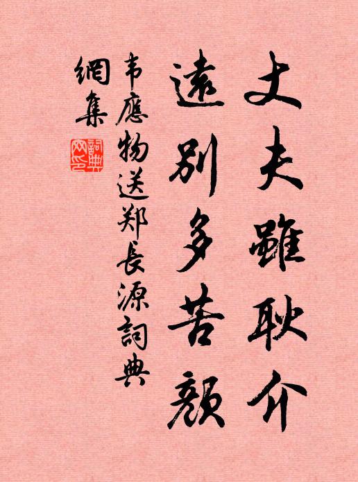 韦应物丈夫虽耿介，远别多苦颜书法作品欣赏