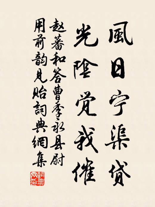 赵蕃风日宁渠贷，光阴觉我催书法作品欣赏