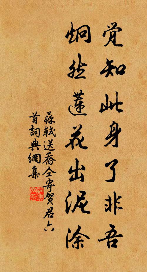 苏轼觉知此身了非吾，炯然莲花出泥涂书法作品欣赏