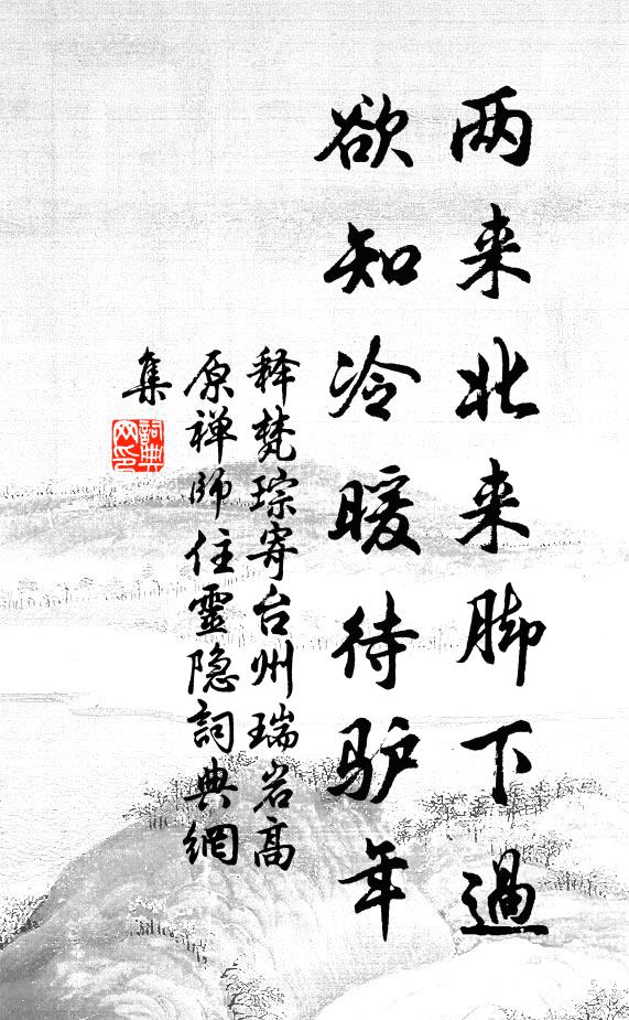 释梵琮两来北来脚下过，欲知冷暖待驴年书法作品欣赏