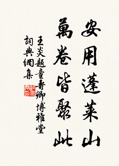 王炎安用蓬莱山,万卷皆聚此书法作品欣赏