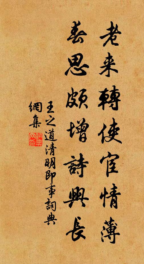 王之道老来转使宦情薄，春思颇增诗兴长书法作品欣赏