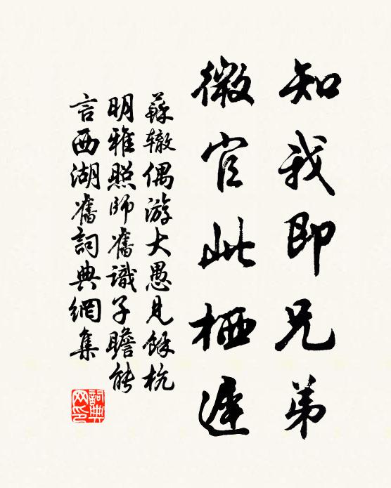 苏辙知我即兄弟，微官此栖迟书法作品欣赏