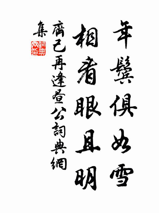 齐己年鬓俱如雪，相看眼且明书法作品欣赏
