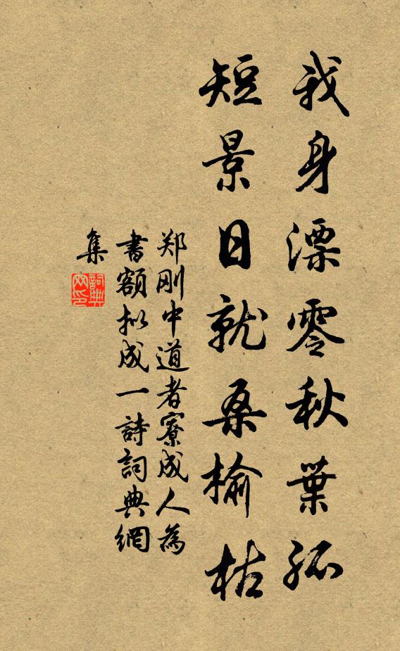 郑刚中我身漂零秋叶孤，短景日就桑榆枯书法作品欣赏