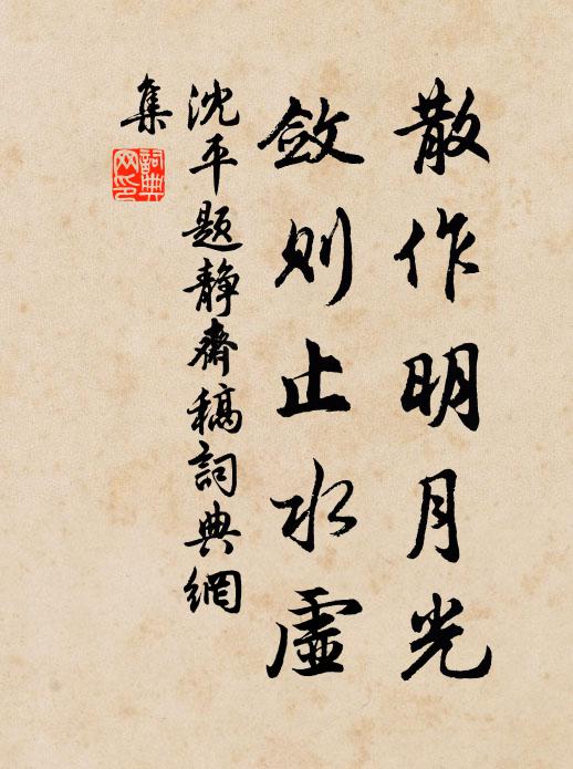 沈平散作明月光，敛则止水虚书法作品欣赏
