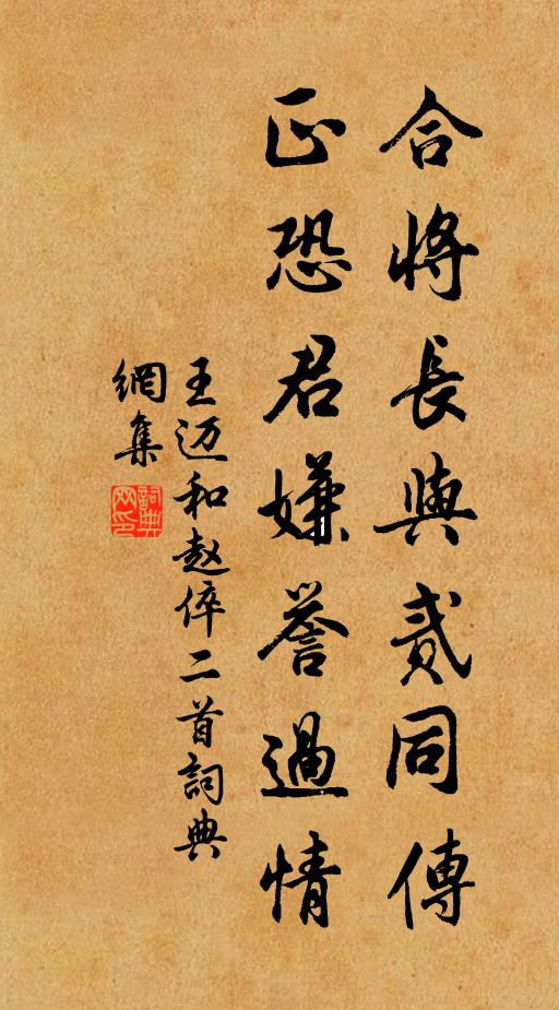 王迈合将长与贰同传，正恐君嫌誉过情书法作品欣赏