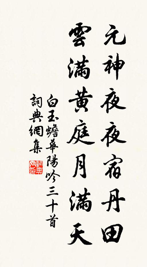 白玉蟾元神夜夜宿丹田，云满黄庭月满天书法作品欣赏