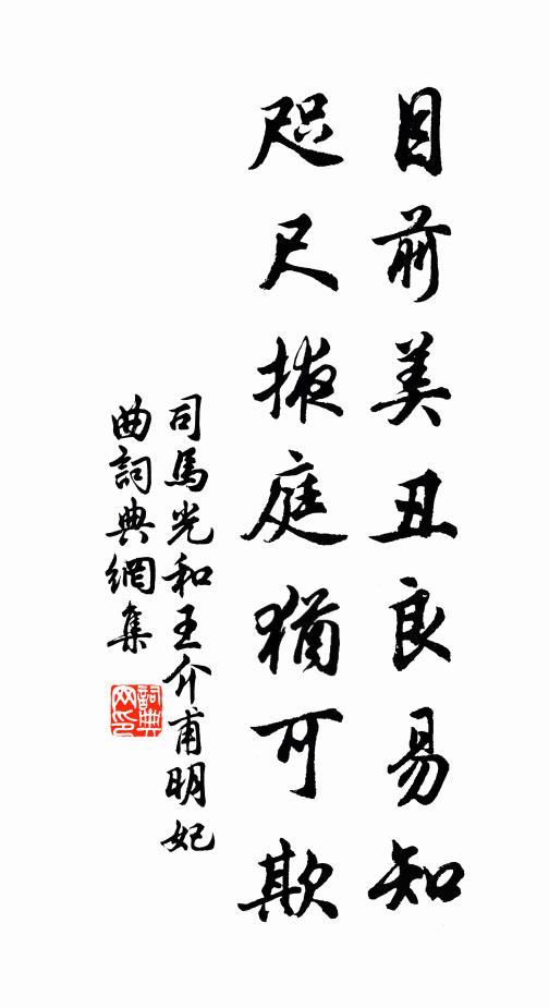 司马光目前美丑良易知，咫尺掖庭犹可欺书法作品欣赏