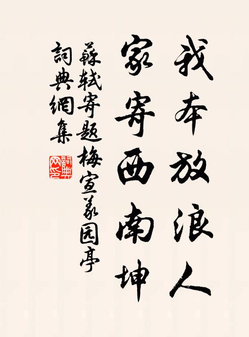 苏轼我本放浪人，家寄西南坤书法作品欣赏