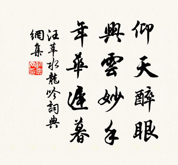 汪莘仰天醉眼，兴云妙手，年华迟暮书法作品欣赏