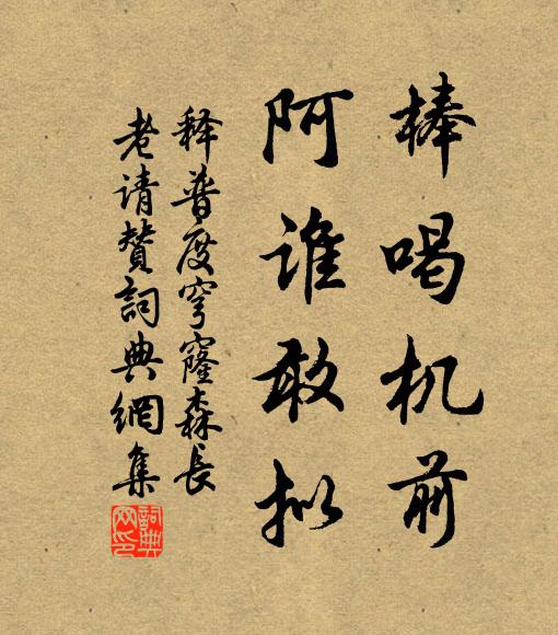 释普度棒喝机前，阿谁敢拟书法作品欣赏