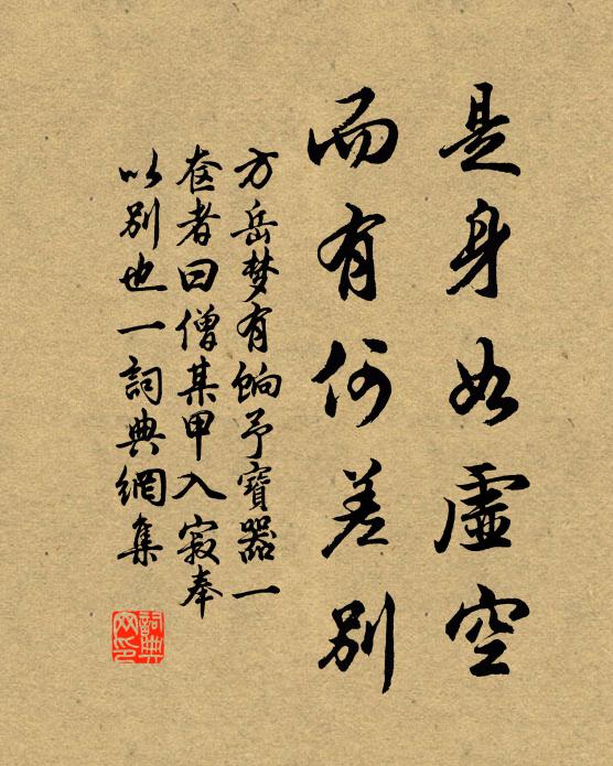 方岳是身如虚空，而有何差别书法作品欣赏