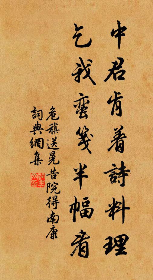 危稹中君肯着诗料理，乞我蛮笺半幅看书法作品欣赏