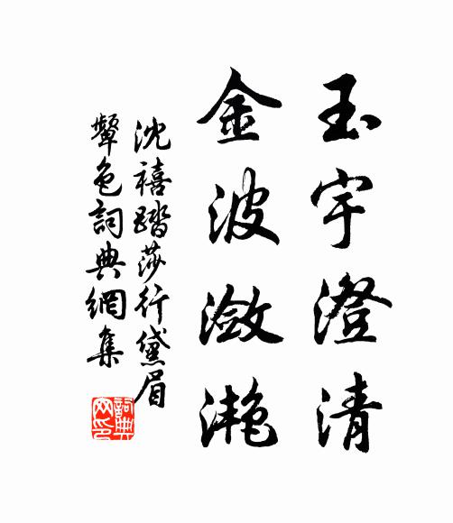 沈禧玉宇澄清，金波潋滟书法作品欣赏