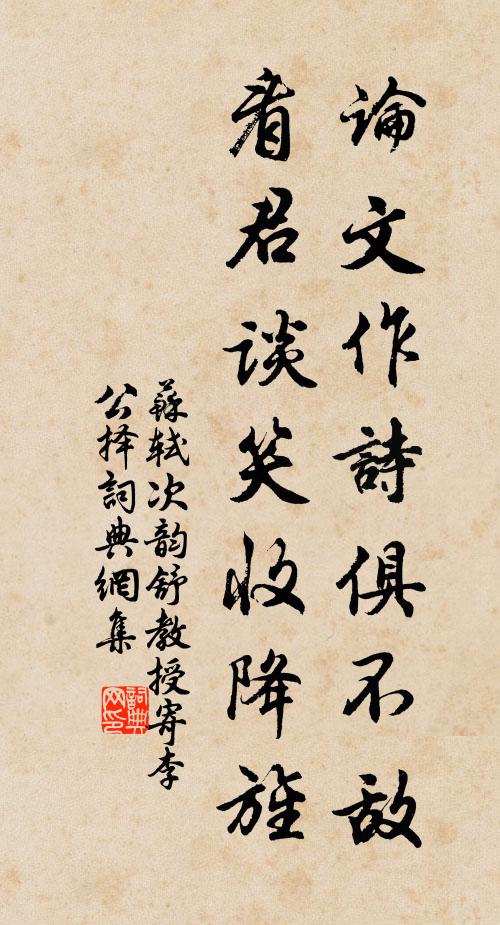 苏轼论文作诗俱不敌，看君谈笑收降旌书法作品欣赏