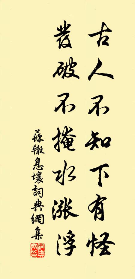 苏辙古人不知下有怪,发破不掩水涨浮书法作品欣赏