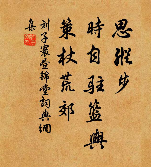 刘子寰思纵步，时自驻篮舆，策杖荒郊书法作品欣赏