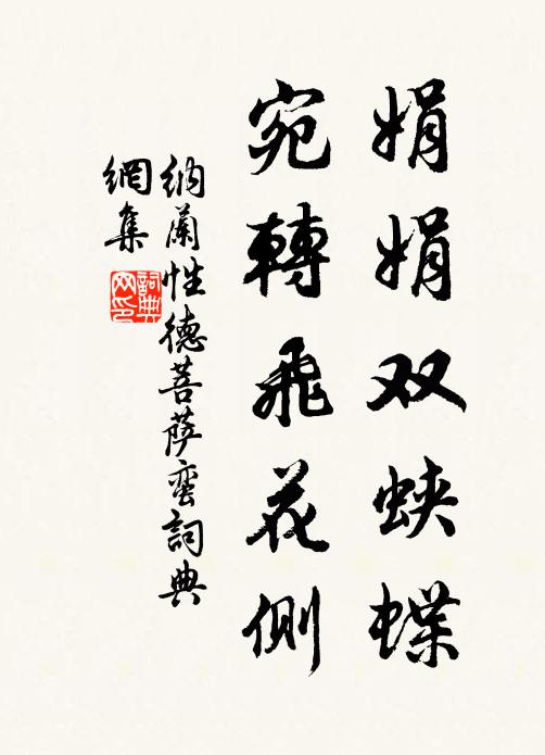 纳兰性德娟娟双蛱蝶，宛转飞花侧书法作品欣赏