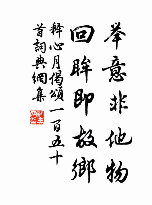 释心月举意非他物，回眸即故乡书法作品欣赏