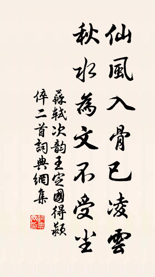 苏轼仙风入骨已凌云，秋水为文不受尘书法作品欣赏