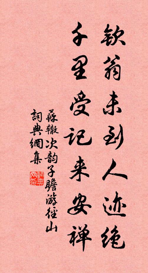 苏辙钦翁未到人迹绝，千里受记来安禅书法作品欣赏