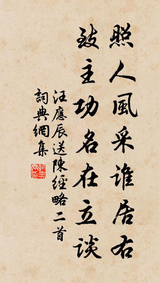 汪应辰照人风采谁居右，致主功名在立谈书法作品欣赏