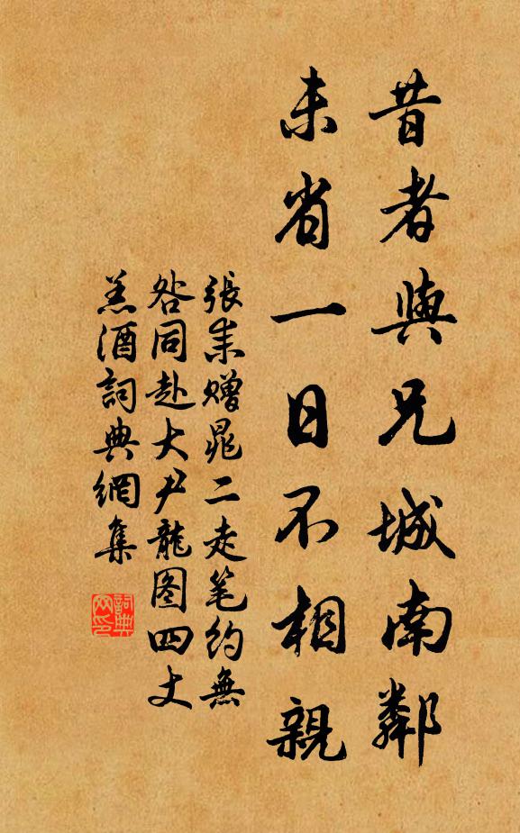张耒昔者与兄城南邻，未省一日不相亲书法作品欣赏