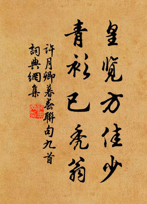 许月卿皇览方佳少，青衫已秃翁书法作品欣赏