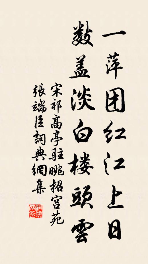 宋祁一萍团红江上日，数盖淡白楼头云书法作品欣赏