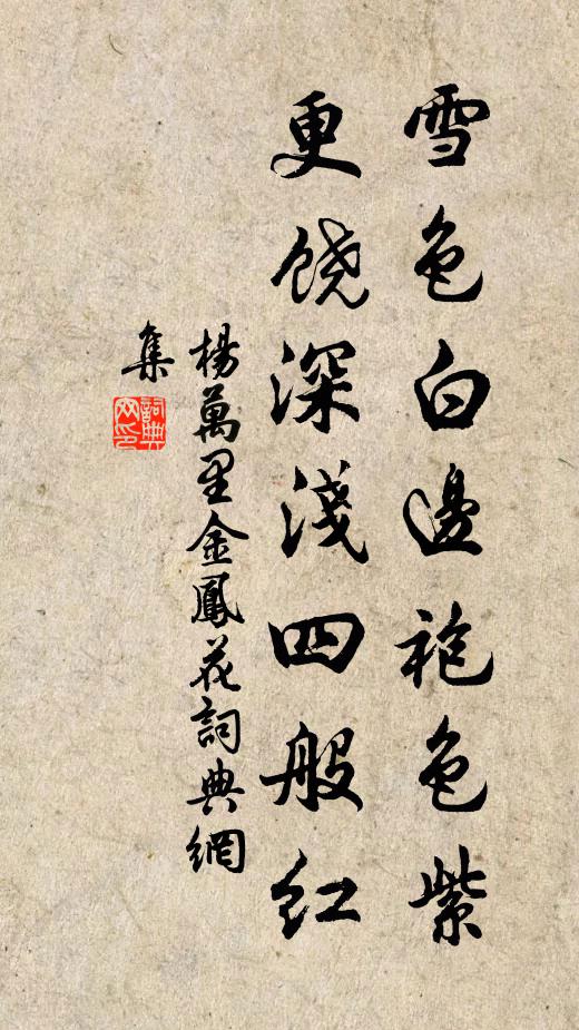 杨万里雪色白边袍色紫，更饶深浅四般红书法作品欣赏