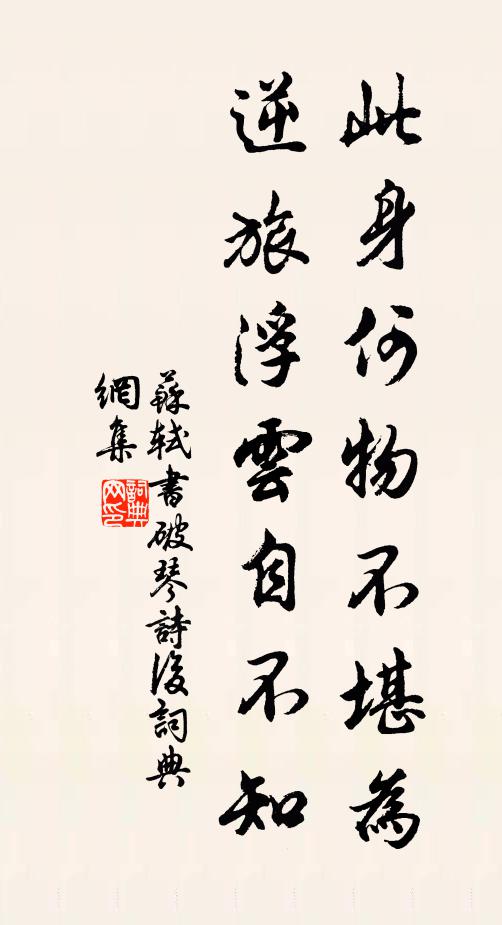 苏轼此身何物不堪为，逆旅浮云自不知书法作品欣赏