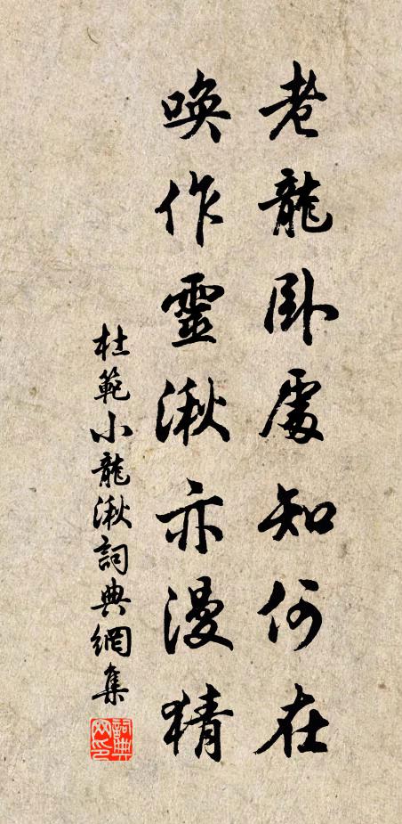 杜范老龙卧处知何在，唤作灵湫亦漫猜书法作品欣赏