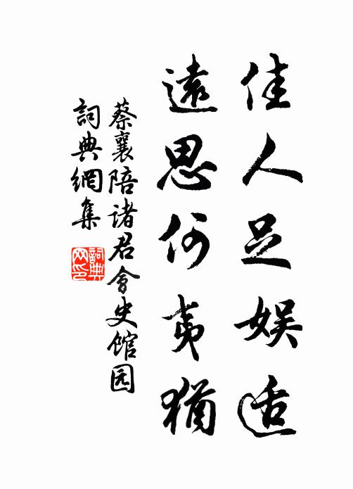 蔡襄佳人足娱适，远思何夷犹书法作品欣赏