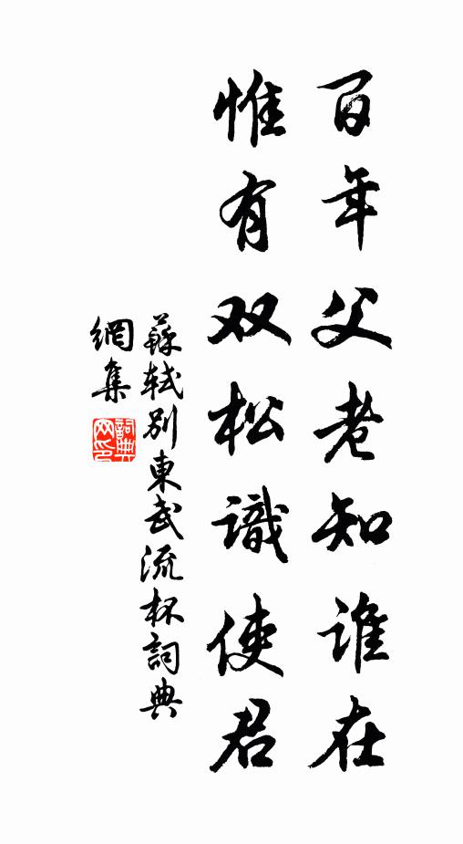 苏轼百年父老知谁在，惟有双松识使君书法作品欣赏