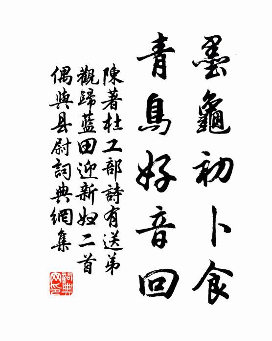 陈著墨龟初卜食，青鸟好音回书法作品欣赏