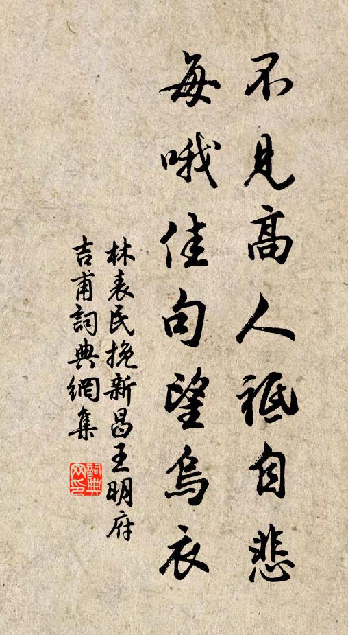 林表民不见高人祗自悲，每哦佳句望乌衣书法作品欣赏