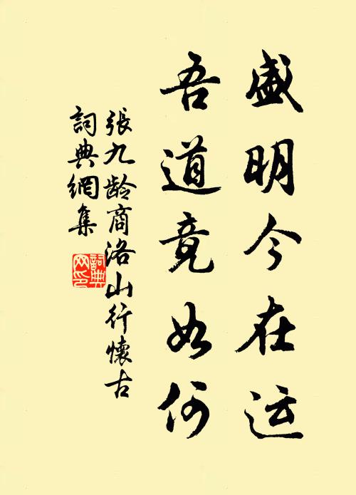 张九龄盛明今在运，吾道竟如何书法作品欣赏