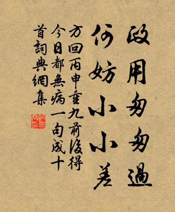 方回政用匆匆过，何妨小小差书法作品欣赏
